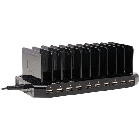 Tripp Lite USB Charging Station, 10-Port, 9-2/5"Wx5-3/10"Dx1"H, Black TRPU280010ST